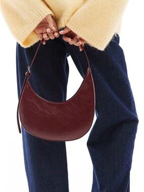 ASOS Crescent Shoulder Bag in Burgundy